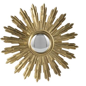 Zlaté antik nástěnné vypouklé dekorační zrcadlo - Ø 37*2 cm 62S254
