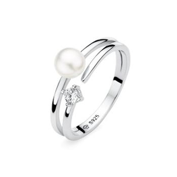 GAURA Stříbrný prsten s perlou a zirkonem - velikost 50 - GA4016W-51
