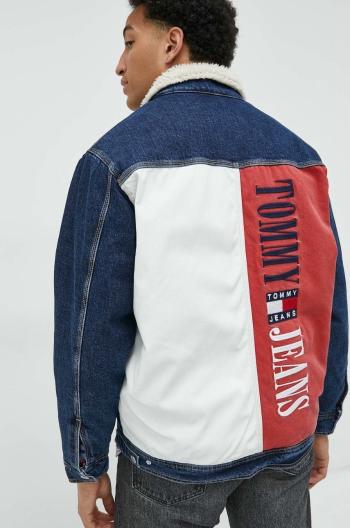 Džínová bunda Tommy Jeans pánská, tmavomodrá barva, přechodná, oversize