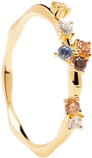 PDPAOLA Půvabný pozlacený prsten se zirkony FIVE Gold AN01-210 56 mm