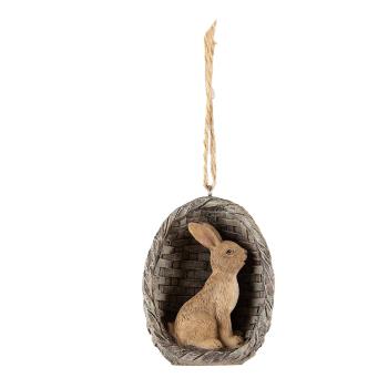 Závěsná dekorace králík v proutěném košíku - 5*4*6 cm 6PR3829