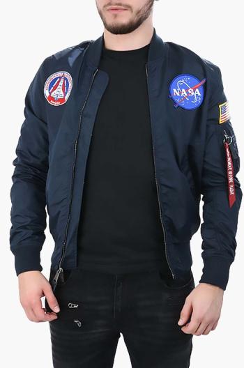 Oboustranná dětská bomber bunda Alpha Industries MA-1 TT NASA Reviersible II 186101 07 pánská, tmavomodrá barva, přechodná