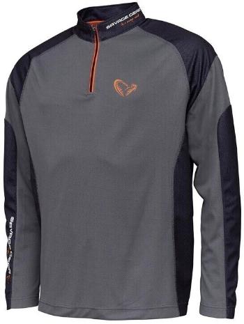 Savage Gear Tričko Tournament Shirt 1/2 Zip Sedona Grey M