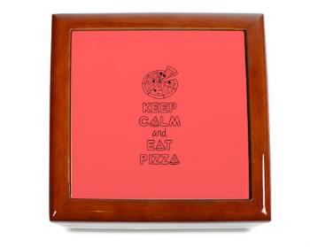 Dřevěná krabička Keep calm and eat pizza