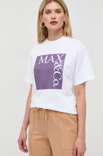 Bavlněné tričko MAX&Co. bílá barva