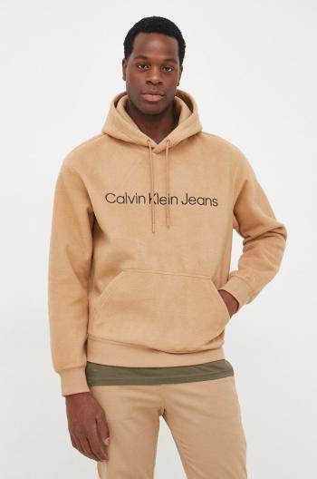 Mikina Calvin Klein Jeans pánská, hnědá barva, hladká