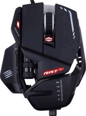 Optická herní myš MadCatz R.A.T. 6+ MR04DCINBL000-0, s podsvícením, ergonomická, úprava hmotnosti, podložka pod zápěstí, integrovaná profilová paměť, 