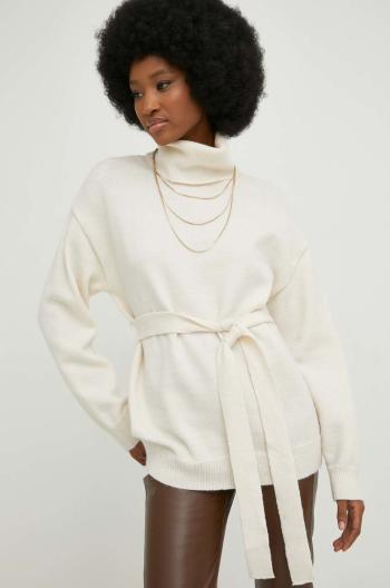 Vlněný svetr Answear Lab dámský, béžová barva, hřejivý, s golfem