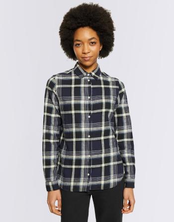 Knowledge Cotton Check Flannel Shirt 1300 Black Jet XS