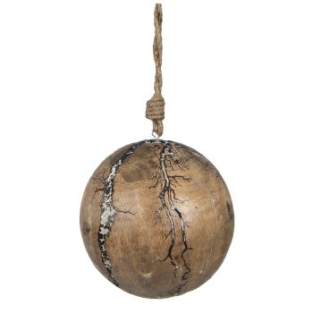 Vánoční dekorace dřevěná koule s popraskáním - Ø 12*12 cm 6H2255