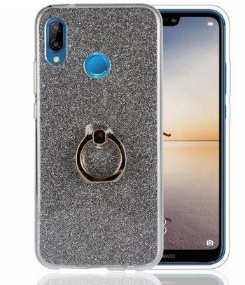 Ziskoun Silikonový lesklý zadní kryt se stojánkem pro Huawei P20 PZK42 Barva: Šedá