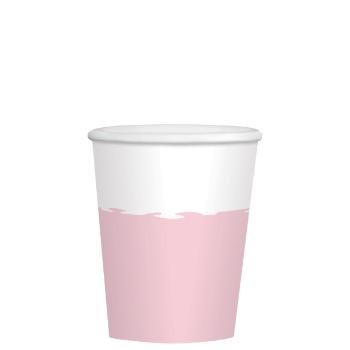 Amscan Papírové kelímky růžovo-bílé 8 ks 250 ml