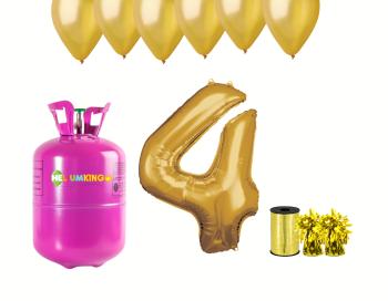 HeliumKing Helium párty set na 4. narozeniny se zlatými balónky