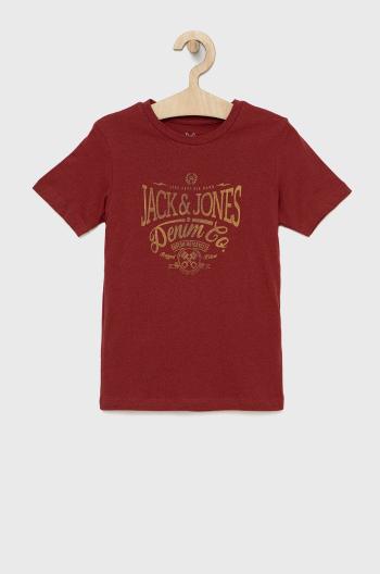Dětské bavlněné tričko Jack & Jones červená barva, s potiskem