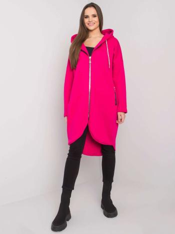 TMAVĚ RŮŽOVÁ DÁMSKÁ DLOUHÁ MIKINA NA ZIP RV-BL-5775.17X-FUCHSIA Velikost: L/XL