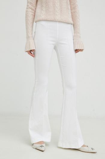 Kalhoty Liviana Conti dámské, bílá barva, zvony, high waist