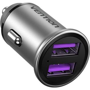 Vention Two-Port USB A+A (30W/30W) Car Charger Gray Mini Style Aluminium Alloy Type (FFEH0)