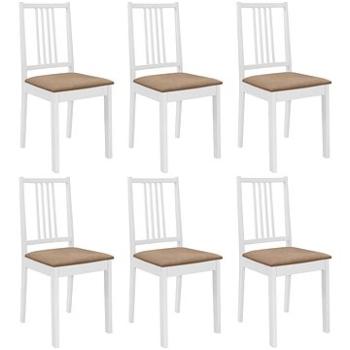 Jídelní židle s poduškami 6 ks bílé masivní dřevo (276405)