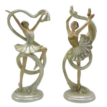 2ks béžová dekorativní socha Ballerina - 9*6*18 cm 6PR4817