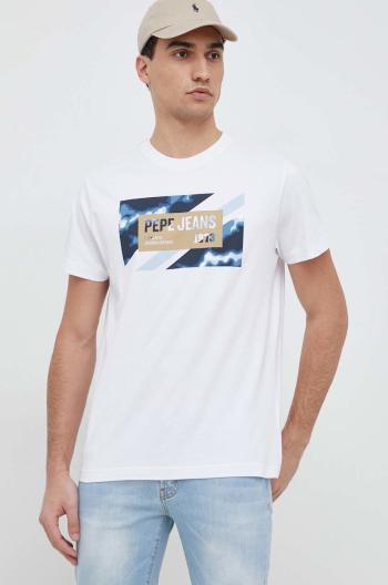 Bavlněné tričko Pepe Jeans Rederick bílá barva, s potiskem