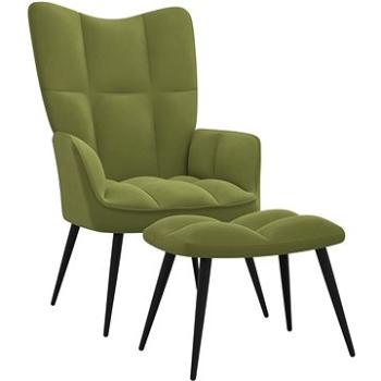 Relaxační křeslo se stoličkou světle zelené samet, 328087 (328087)