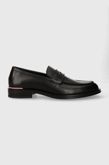 Kožené mokasíny Tommy Hilfiger CORE RWB HILFIGER LTH LOAFER pánské, černá barva, FM0FM05035