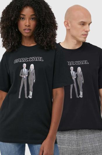 Bavlněné tričko Karl Lagerfeld Karl Lagerfeld X Cara Delevingne , černá barva