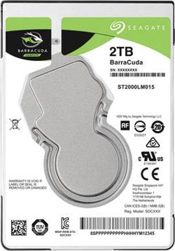 Interní pevný disk 6,35 cm (2,5") Seagate BarraCuda® ST2000LM015, 2 TB, Bulk, SATA III