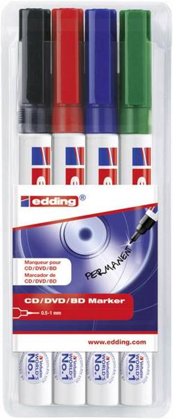 Edding E-8400, 4-8400-4 popisovač na CD/DVD , 0.5 mm, 1 mm, černá, červená, modrá, zelená, 4 ks/bal.