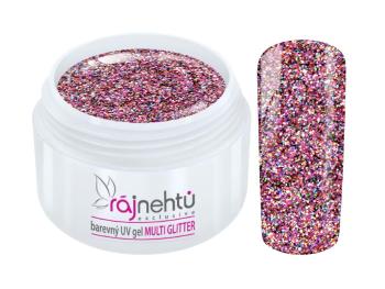 Ráj nehtů Barevný UV gel MULTI GLITTER 5 ml - Pink