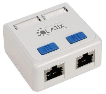 Zásuvka Solarix CAT5E STP 2 x RJ45 na omítku bílá, SX288-5E-STP-WH