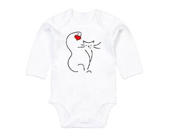 Dětské body dlouhý rukáv BIO Love cat