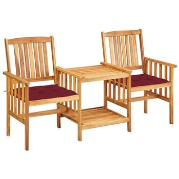 Zahradní židle s čajovým stolkem a poduškami masivní akácie, 3061299 (3061299)