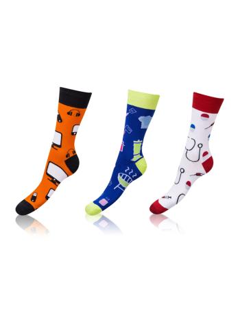 Zábavné ponožky CRAZY SOCKS 3 páry - Zábavné crazy ponožky 3 páry - oranžová - modrá - bílá