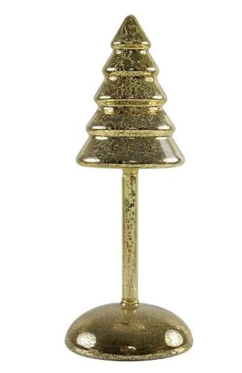 Zlatý svítící skleněný vánoční stromek Led S - Ø 9*25 cm BHLKG25