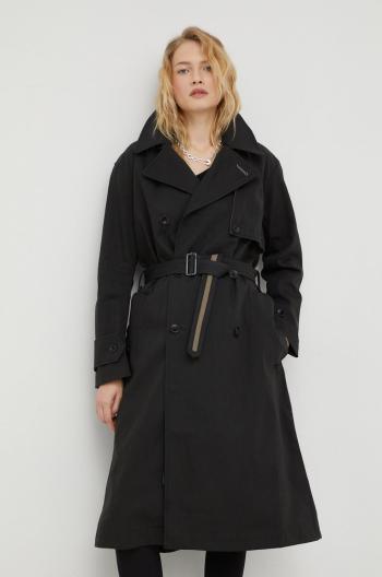 Kabát G-Star Raw dámský, černá barva, přechodný, dvouřadový