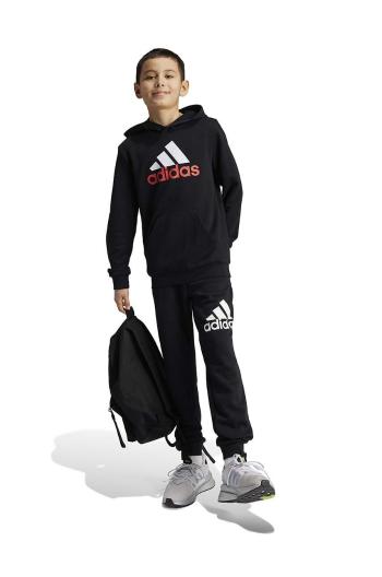 Dětská mikina adidas U BL 2 HOODIE černá barva, s kapucí, s potiskem, IV7323