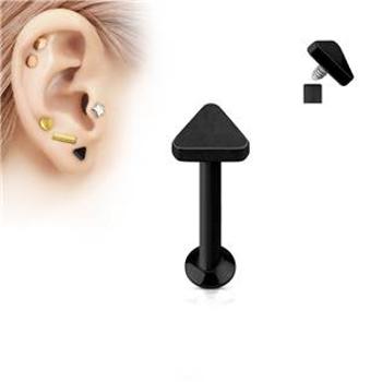 Šperky4U Černý piercing do brady - labreta 1,2 x 6 mm, trojúhelník - LB1027K-1206