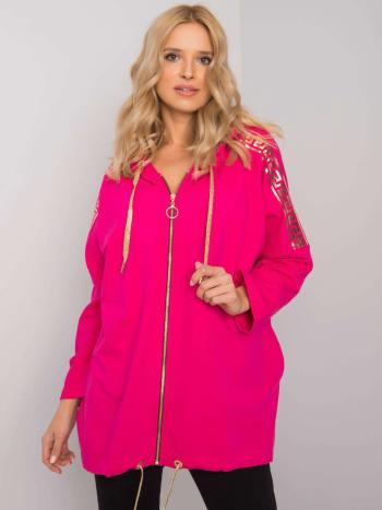 TMAVĚ RŮŽOVÁ DÁMSKÁ MIKINA NA ZIP RV-BL-6781.08P-FUCHSIA Velikost: S/M