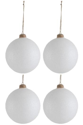 4ks vánoční bílá skleněná ozdoba se stříbrnými glitry - Ø 12cm 87629