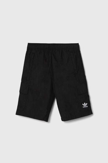 Dětské kraťasy adidas Originals CARGO SHORTS černá barva, hladké, nastavitelný pas, IW3501