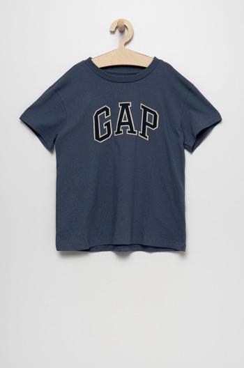 Dětské bavlněné tričko GAP tmavomodrá barva, s aplikací