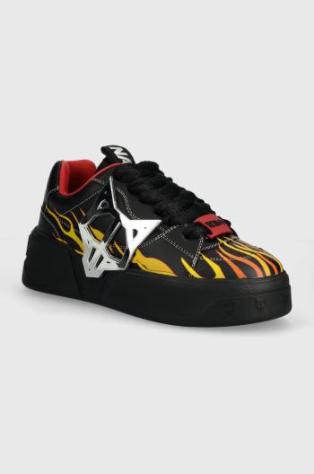 Kožené sneakers boty Naked Wolfe Kosa Black Flames černá barva