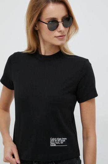 Bavlněné tričko Calvin Klein Jeans černá barva