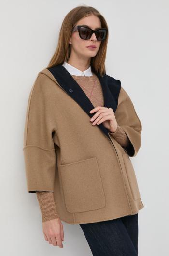 Oboustranný vlněný kabát Weekend Max Mara tmavomodrá barva, oversize