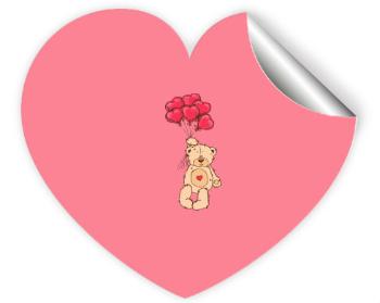 Samolepky srdce - 5 kusů Medvídek s balónky