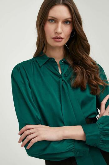 Košile Answear Lab dámská, zelená barva, regular, s klasickým límcem