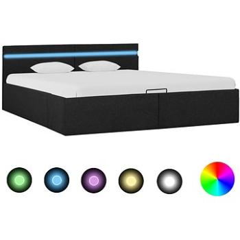 Rám postele s úložným prostorem LED tmavě šedý textil 180x200cm (285605)