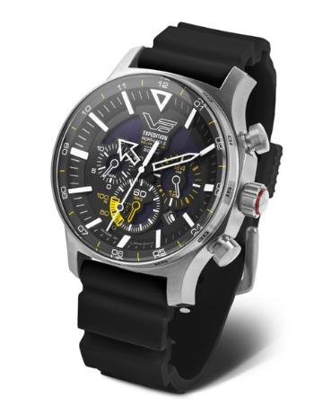 Vostok Europe Expedition North Pole Solar Power Chronograph VR42-595A732 - Černý silikonový řemínek