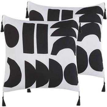 BELIANI, Sada 2 dekorativních polštářů s geometrickým vzorem 45 x 45 cm černobílá LIRIOPE, 299929 (beliani_299929)